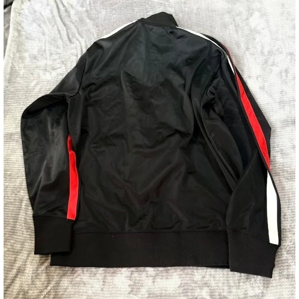 The North Face Mens‎ XL Track Jacket Black Red White Stripe Full Zip Mock Y2K